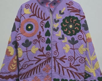 Hand Embroidered Floral Velvet Short Jacket |Statement Outerwear Coat |Traditional  Coat| Gift For Wife | Bridal Boho Jacket |Festival Coat