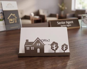 Minimalist House Metal Card Stand | Real Estate Desk Decor, Realtor Gift