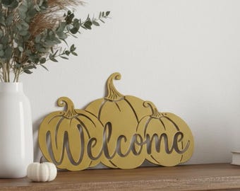 Minimalist Pumpkin Metal Welcome Decor for hallway or door, Housewarming Gift