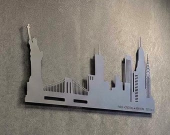 New York Skyline Metal Wall Art, Modern NYC Cityscape Decor, Minimalist Home Accent, Housewarming Gift