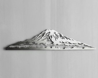Minimalist Mountain Rainier Metal Wall Decor: Modern Washington Souvenir, Custom Large Metal Artwork, Housewarming Gift