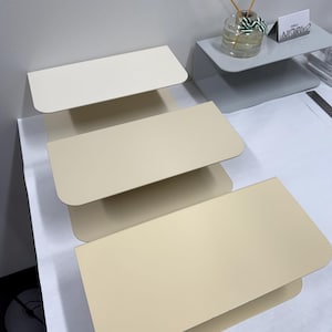 Minimalist Beige Metal U-Shaped Display Stand, Scandinavian Style Rounded Tiered Table Rack, Housewarming Gift