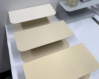 Minimalist Beige Metal U-Shaped Display Stand, Scandinavian Style Rounded Tiered Table Rack, Housewarming Gift