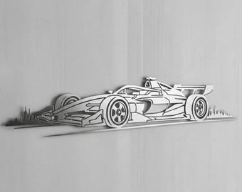 Minimalist Racing car Metal Wall Decor, Custom Large Metal Artwork, Housewarming Gift