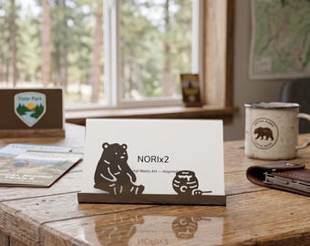 Minimalist Bear Metal Card Holder | Animal Desk Decor, Gift for Coworker, Office Desk Accessory