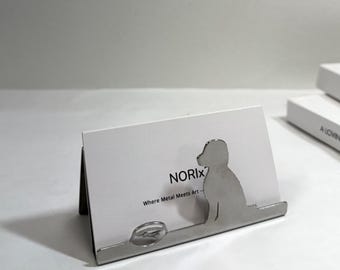 Minimalist Dog Metal Card Display Stand | Veterinary Office Desk Decor Gift