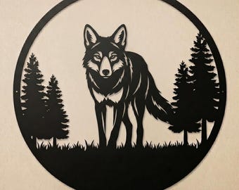 Minimalist  Wolf Metal Wall Decor | Modern Cabin Wall Art, Mountain Cabin Decor