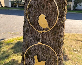 Minimalist Metal Bird Garden Hanging Decor: Modern  Greenhouse &  Yard Decor, Housewarming Gift