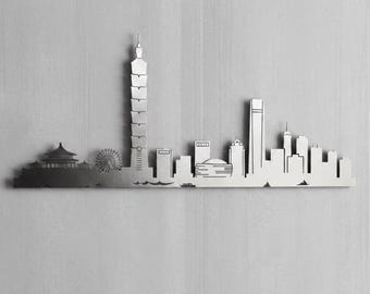 Minimalist Taipei Skyline Metal Wall Decor: Modern Taiwan Souvenir, Custom Large Metal Artwork, Housewarming Gift