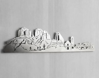 Minimalist Sedona Metal Wall Decor: Modern Arizona Souvenir, Custom Large Art, Housewarming Gift