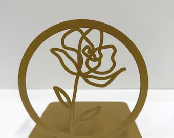 Minimalist Metal Rose Bookends for Home and Office Bookshelves, Housewarming Gift