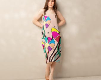 Floral Chiffon Tie-Strap Midi Dress: V-Neck Summer Garden Party