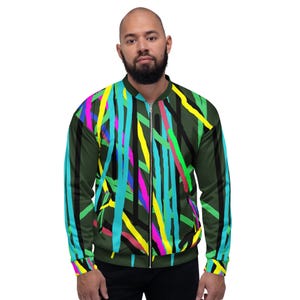 Urban Grid Pattern Bomber Jacket | Unisex Bomber Jacket | Abstract Print Bomber Jacket