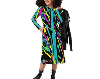 Luxe Jewel Tone Holiday Party Dress - Vibrant Ponte Fabric, Artistic Print  - Etsy