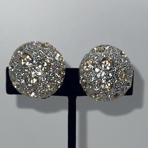 Les Bernard Crystalized Dome Clip On Earrings