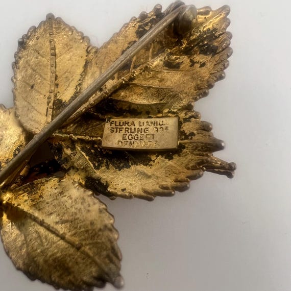 Flora Danica Sterling Silver Gilt Rosebud Brooch View 2