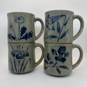 Juego de 4 tazas de cerámica estilo Otagiri de MCM con diseño floral