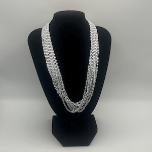 Sarah Coventry Silver Tone Multi-Strand Scroll Chain Necklace