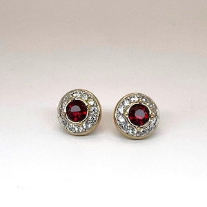 Swarovski Crystal Earrings: Ruby-Red and Clear Crystals