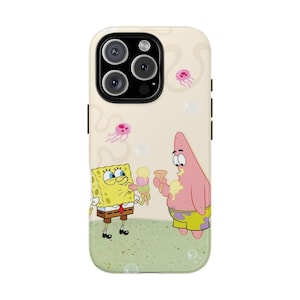 SpongeBob and Patrick eating ice cream, Fun Cartoon Cover, Protective Case for Kids, Gifts for Fans, Beach Vibe Design