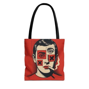 Retro Grafik-Einkaufstasche für Kunstliebhaber, stilvolle Einkaufstasche, einzigartiges Geschenk für Künstler, täglichen Gebrauch, Vintage Design-Tasche