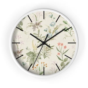 Reloj de pared vintage floral, decoración del hogar, estilo rústico, toque vintage, arte de pared.