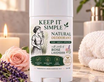 Natural Deodorant Odor Control Aluminum Free Baking Soda Free Lavender Rose