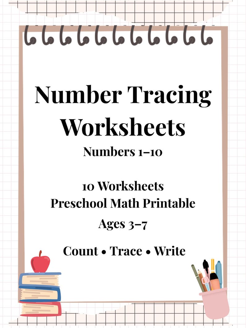 Number Tracing Worksheets 1–10 | Preschool Math Printable | Count Trace ...