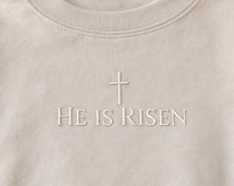 Diseño de bordado "Él ha resucitado", patrón de bordado de Pascua, cristiano