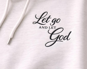 Diseño de bordado cristiano: "Déjate llevar y deja que Dios actúe" (descarga digital)