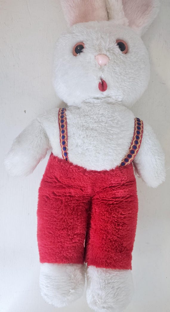 ヴィンテージ キッチュ ぬいぐるみ ウサギ 1970 年代 赤い