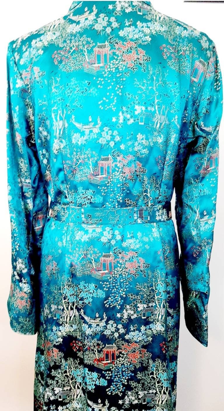 Vintage 1950s Brocade Silk Dressing Gown Robe Fully Lined Etsy Australia