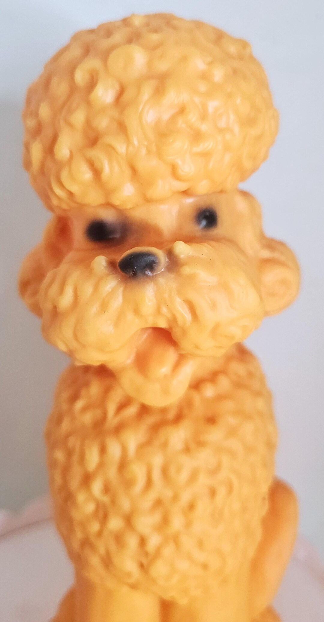 Neon Orange Squeak Toy Poodle Nursery Decor Squeaker Vinyl Rubber