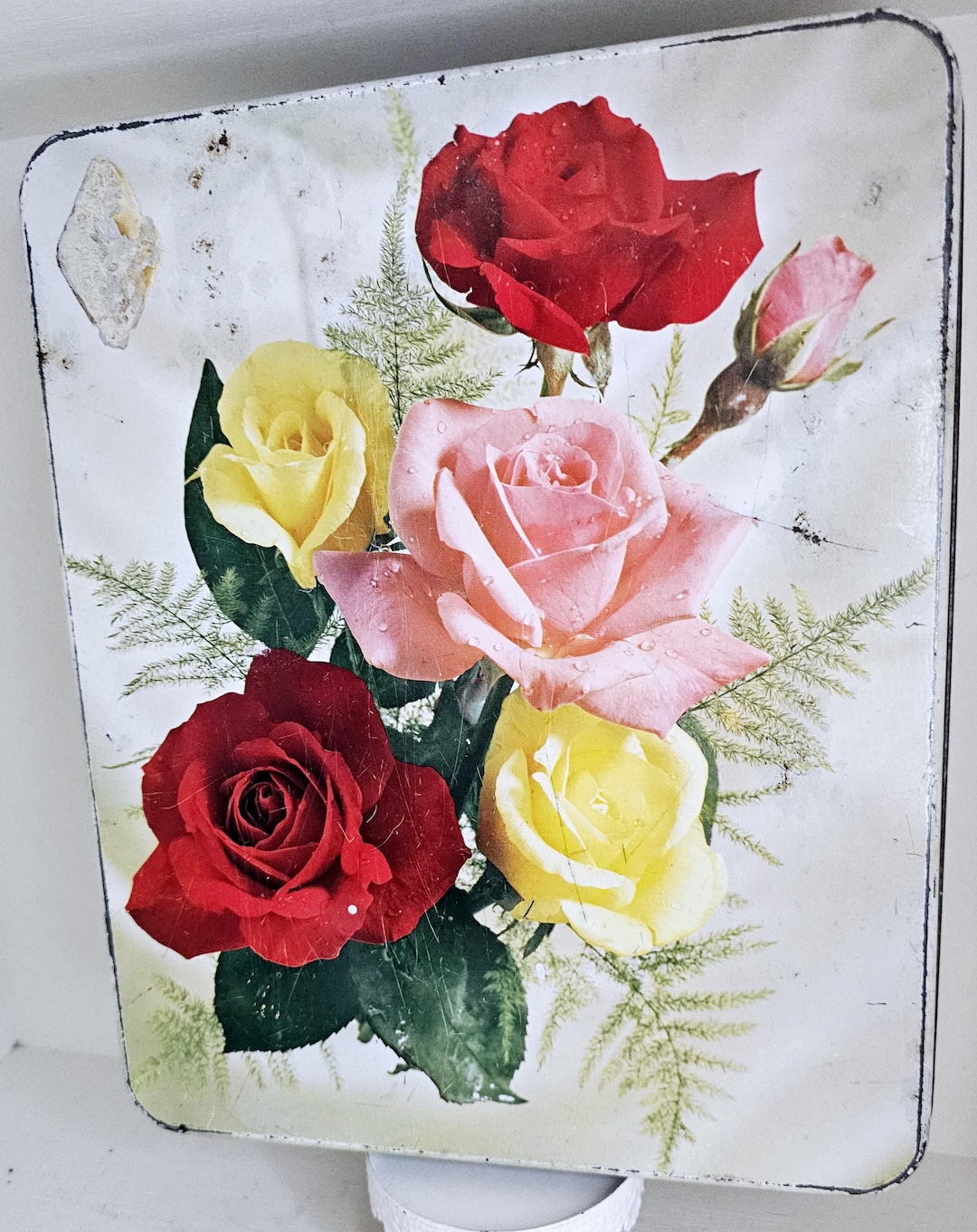 Kitsch 1960s Arnotts Biscuit Tin Floral Roses Decor Metal Rectangle ...