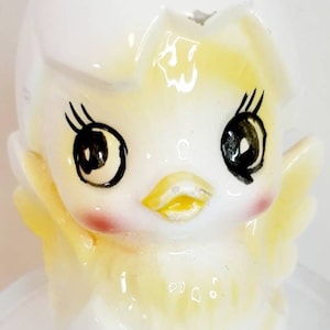 Vintage Kitsch Küken Ei Baby Vogel Salzstreuer Pfeffer Big Eyes Niedliches Geschirr Küche Ostern Dekor gelb weiß Made in Japan