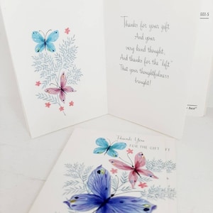Vintage Pastell Schmetterling Danke Karten Briefumschläge retro floral New Old Stock Ephemera Briefpapier original Paket Lot Of 6