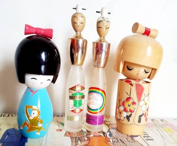 vintage japanese kokeshi dolls