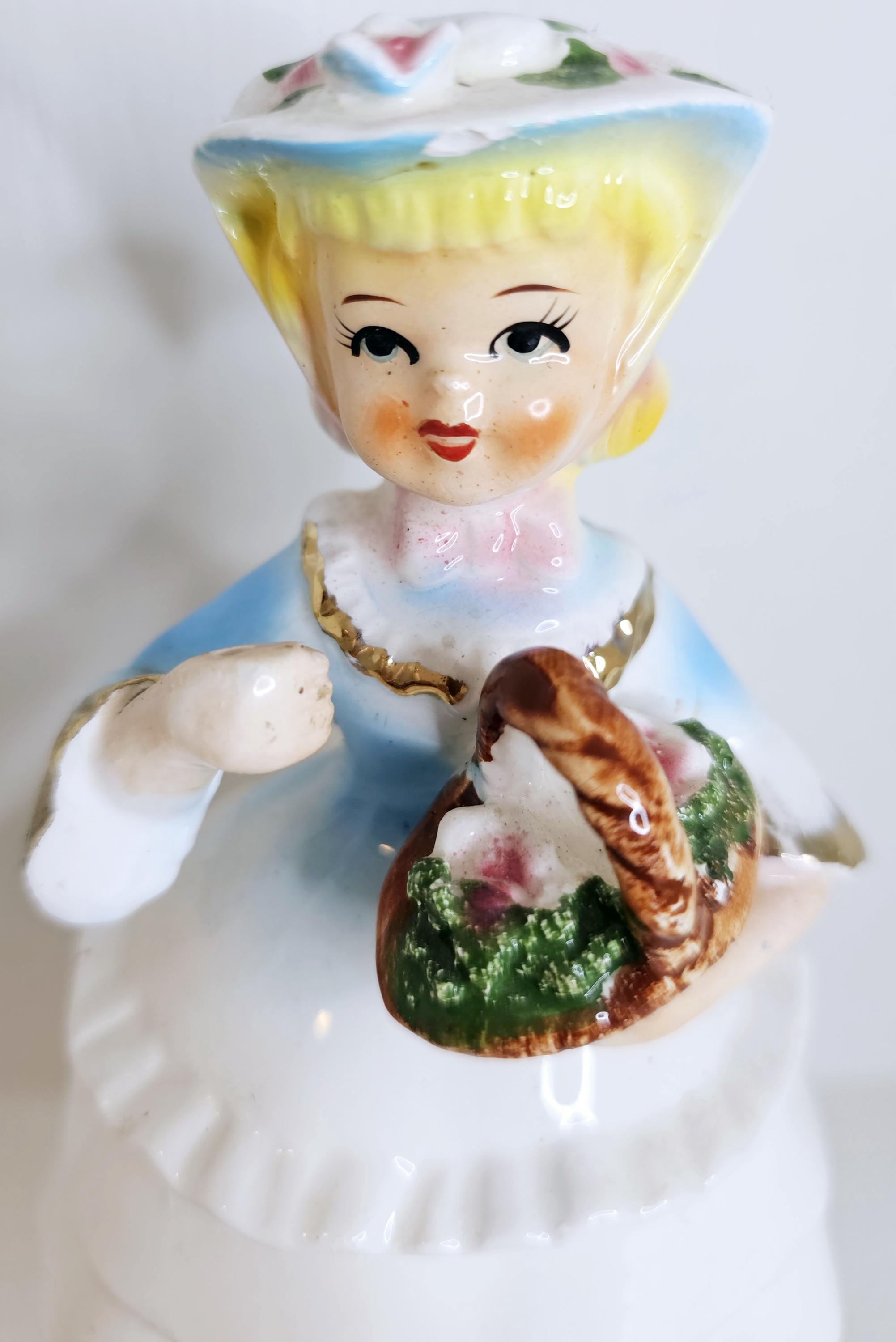 WDC Original Creation Blonde Lady Pastel Blue Dress Trinket Dish