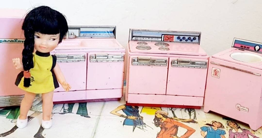 Vintage 1950s Tin Toy Bubblegum Pink Miniature Washer Washing Machine Play Laundry Doll Dollhouse Toy Appliance Made in Japan Etsy UK