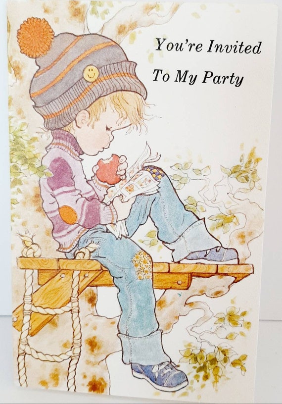 Vintage Sarah Kay Party Invitations Cards Envelopes Stationery Tomboy  Treehouse Valentine New Old Stock Ephemera Original Package Lot of 6 