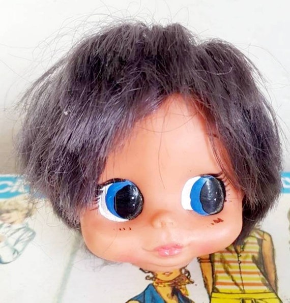 doll head and hands large eyes vintage