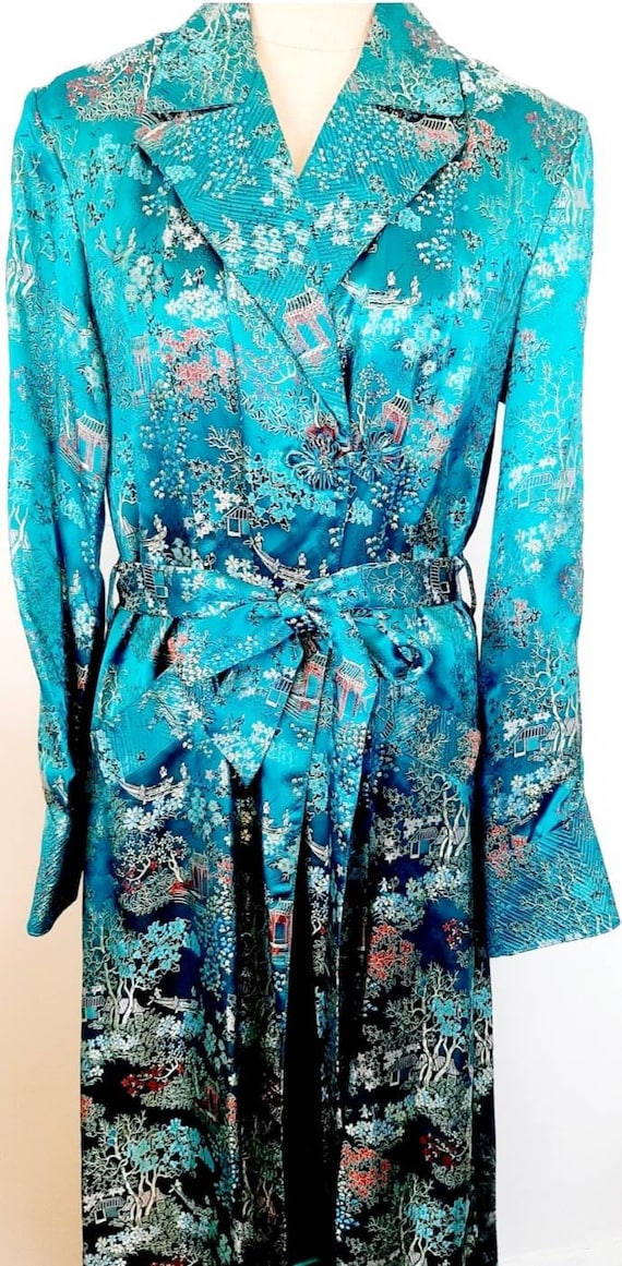 Vintage 1950s brocade silk  Dressing Gown Robe fu… - image 8