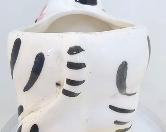Vintage Kitsch Zebra Nursery Planter Bonnet Ceramic Nursery Decor