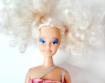 Vintage Cititoys Moda muñeca clon Jem Hologramas Barbie Rockers Estrella de rock 1980s Sombra de ojos púrpura maquillaje rizado Cabello rubio