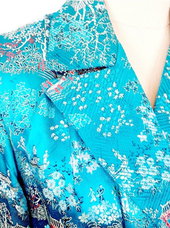 Vintage 1950s brocade silk  Dressing Gown Robe fu… - image 2