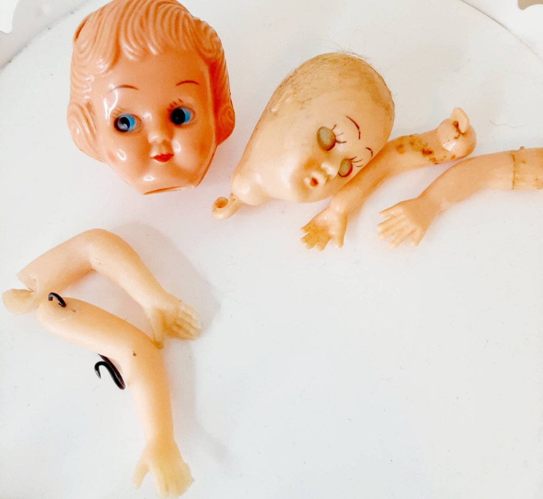 Vintage Doll Head Lot Craft Supply Restoration Sleep Eyes Evergreen Lot