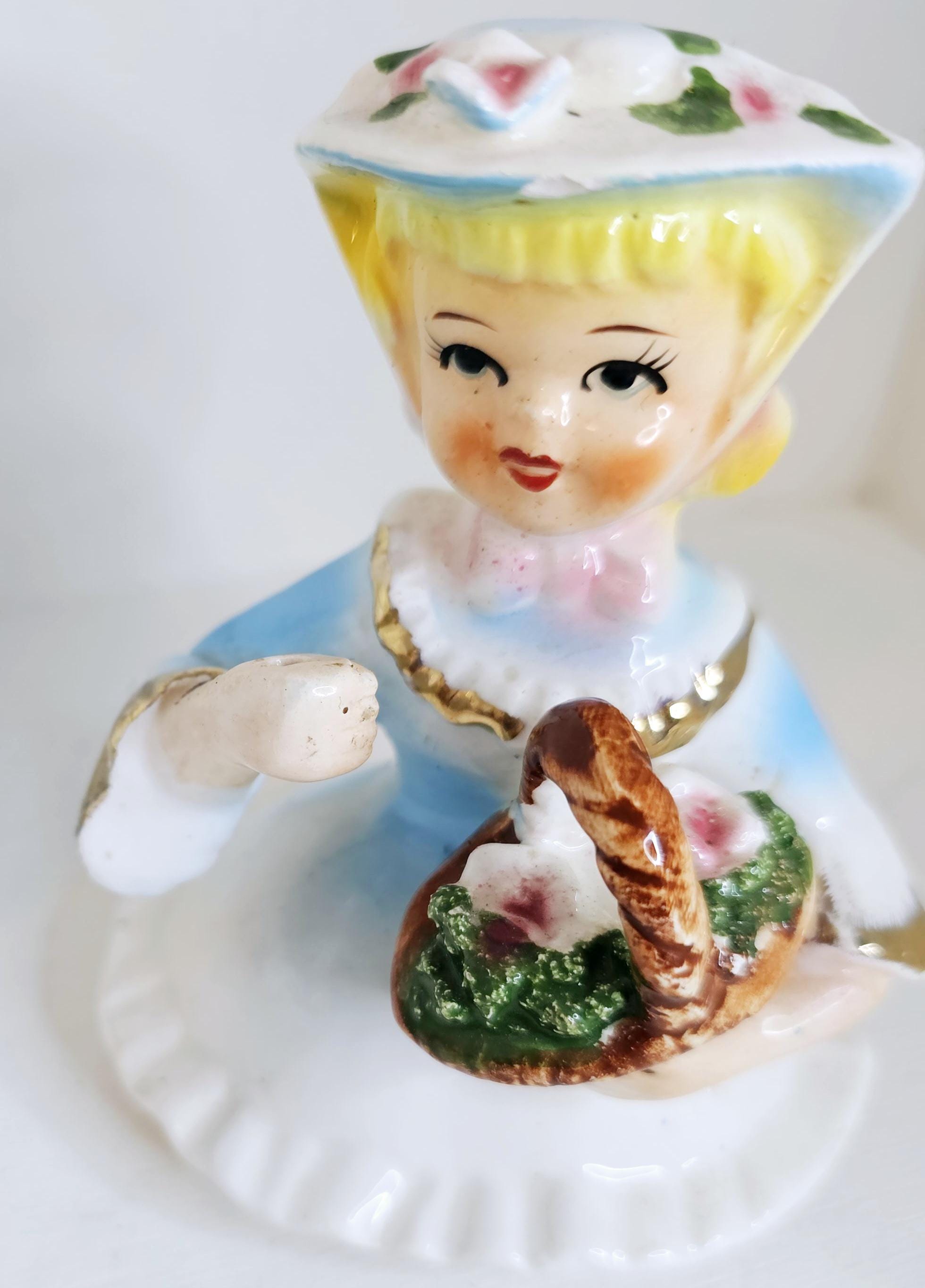 WDC Original Creation Blonde Lady Pastel Blue Dress Trinket Dish