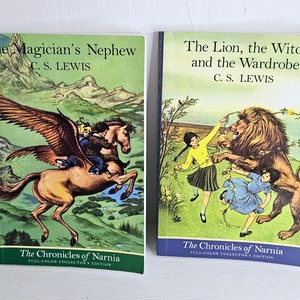 The Chronicles of Narnia Magicians Nephew Lion the witch and the wardrobe colour Illustrated collectors edition Lot of 2 paper back books