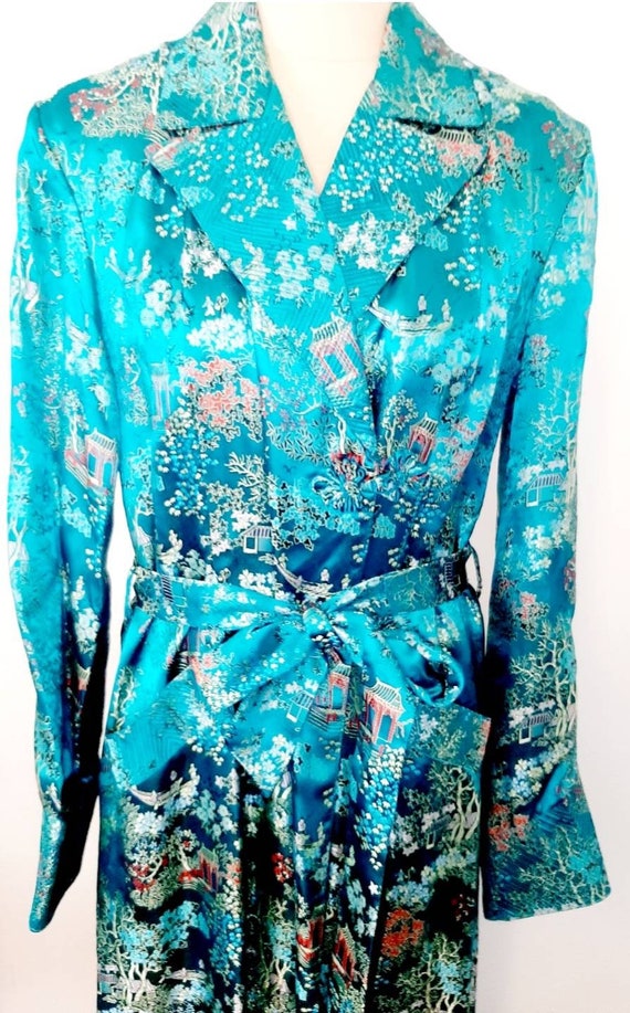 Vintage 1950s brocade silk  Dressing Gown Robe fu… - image 9