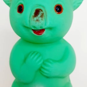 Squeak toy Koala Bright Green Made in Japan 1950s kitsch nursery decor Creepy cute Vintage Australiana Super kitsch